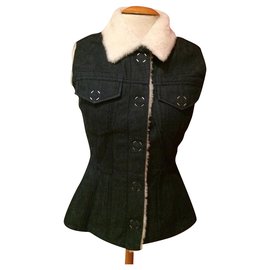 Acne Denim Jacket Blue Wool Sheepskin Lining Size 36 Blue