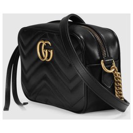 Gucci-GUCCI mini GG Marmont chain shoulder bag BRAND NEW-Black