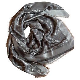Louis Vuitton-Scialle Monogram Shine-Black,Silvery