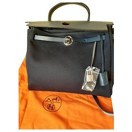 Hermès Herbag Handbag Dark Blue Cloth Dark blue