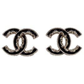 Chanel-GROßES CC SCHWARZES EMAILLE-Golden