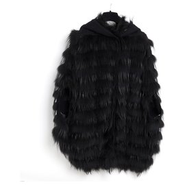 Fendi-BLACK CASHMERE FOX FR38-Noir