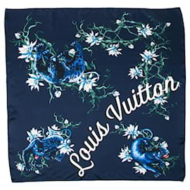 Louis Vuitton-LOUIS VUITTON SILK SCARF FOULARD CARRE BRAND NEW-Dark blue