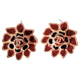 Orecchini Chanel Camellia in e-mail rossa e nera Bordò