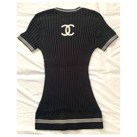 Chanel-CHANEL Non 5 chemise en maille de soie FR36-Noir