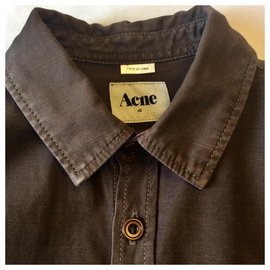 Acne-Overshirt, workwear style-Brown