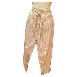Isabel Marant ecru red striped viscose pants Cream