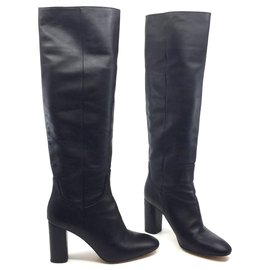 Zara black leather boots Black