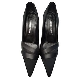 Sergio Rossi Escarpins cuir et satin Noir