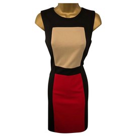 Calvin Klein Kleider Schwarz Rot Beige