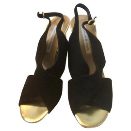 Diane Von Furstenberg-DvF Vick balck and gold heels-Black,Golden