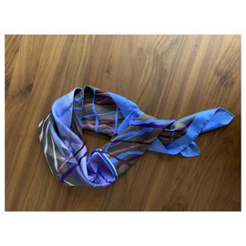 Hermès-Bufanda 90 sarga de seda-Púrpura,Bronce,Marrón claro,Lavanda,Azul claro