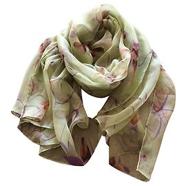 Autre Marque Novo lenço de chiffon de seda impresso roubou Roxo Castanho claro Verde claro