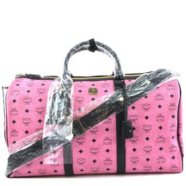 MCM-MCM Duffle Logo Toile Rose-Rose