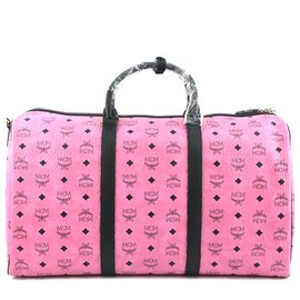 MCM-MCM Duffle Logo Toile Rose-Rose
