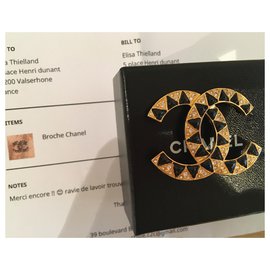 Chanel-Pins & brooches-Black,Golden