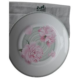 Hermès Peonies porcelain dish white White