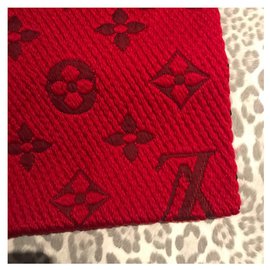 Louis Vuitton-BUFANDA LOUIS VUITTON ECHAREPE LOGOMANIA RED-Roja