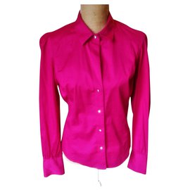 Calvin Klein-Fuchsia blouse with shiny fake diamond buttons-Fuschia