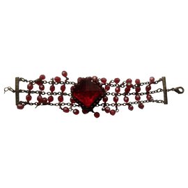 Autre Marque-Vintage conditionment bracelet with beautiful ruby red stones-Dark red