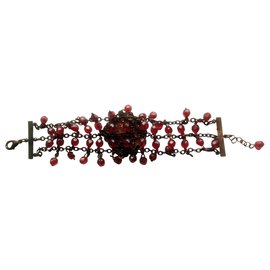 Autre Marque-Vintage conditionment bracelet with beautiful ruby red stones-Dark red