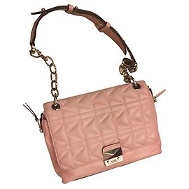 Karl Lagerfeld Bolsa acolchoada com alça de corrente de prata Rosa