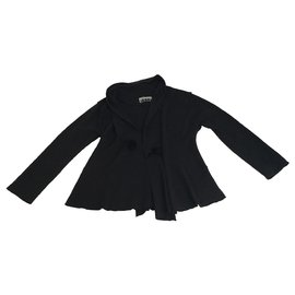Issey Miyake-Issey Miyake Raw Edges Asymmetrical Blazer Jacket-Black