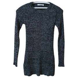 Sandro Langer Pullover Grau Wolle Acryl Grau