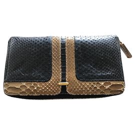 Carteira Karine Arabian de Python Preta Couro Exótico Preto