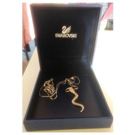 Swarovski-Impresionante collar de Swarovski con colgante de serpiente-Plata