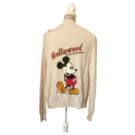 Dolce & Gabbana Einzigartige Vintage-Strickjacke mit Disney-Applikation Mehrfarben Creme