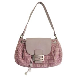 Fendi-Fendi Drawstring Baguette Zucchino-Pink,Purple
