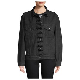 Manoush-Chaqueta de jeans con lazos-Negro