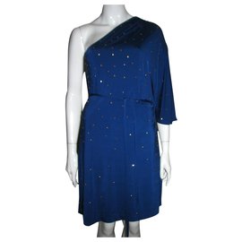 Halston Heritage-Robe asymétrique cloutée-Bleu