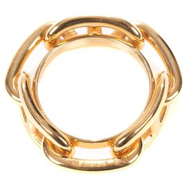 Hermès-Anillo bufanda Hermès "Cadena de anclaje de regata" en metal bañado en oro-Dorado