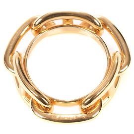 Anello sciarpa Hermès "Catena da regata" in metallo placcato oro D'oro