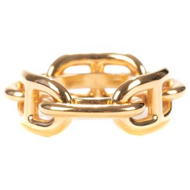 Hermès-Anillo bufanda Hermès "Cadena de anclaje de regata" en metal bañado en oro-Dorado