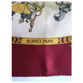 Hermès-Bufandas de seda-Burdeos