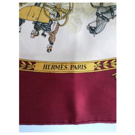 Hermès-Silk scarves-Dark red