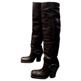 Christian Dior-Thigh high boots-Black