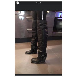 Christian Dior-Thigh high boots-Black