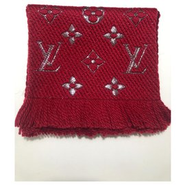 Louis Vuitton-Louis Vuitton rojo bufanda logomania brillo-Roja