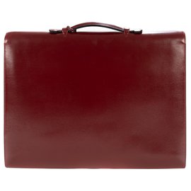 Hermès-Hermès Briefcase Burgundy box leather dispatch bag in very good condition!-Dark red