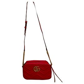 Gucci Marmont Red Leather Handbag Red