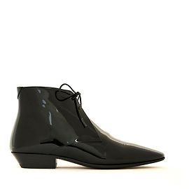 Saint Laurent Jonas Black Patent Leather Ankle Boots 37.5 Black