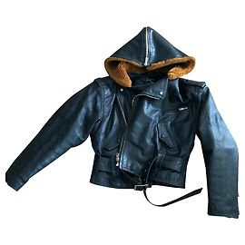 Vintage Pilot leather Jacket with fur from Jean Paul Gaultier Black