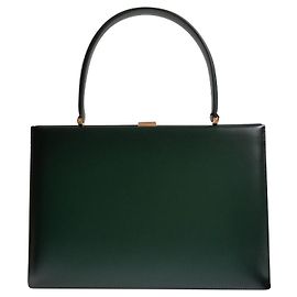 Céline Clasp Handtasche Dunkelgrün Lammleder Dunkelgrün