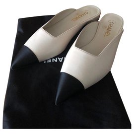 Chanel-CHANEL PRINCETOWN MULES SHOES NUEVO 100%-Negro,Beige