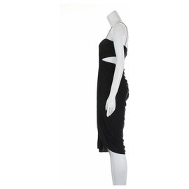 Alexander Wang-Kleid mit Lederbesatz ausschneiden-Schwarz