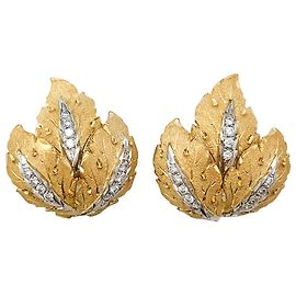 inconnue Pendientes de hoja 2 oro y diamantes. Otro